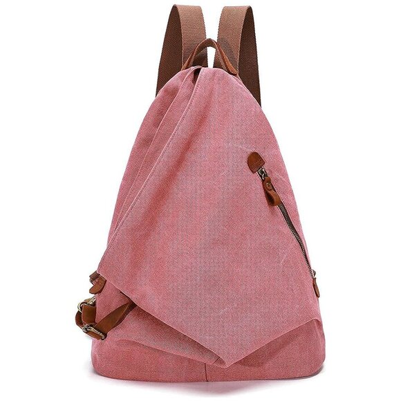 Canvas Vintage Backpack – Large Casual Daypack Outdoor , canvas-rust Red